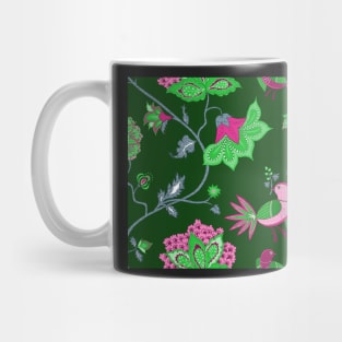 Exotic chintz with bird - green/pink Mug